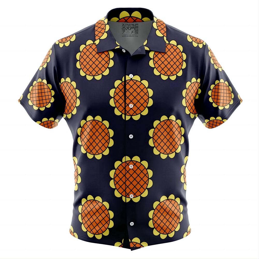 Navy Blue Monkey D. Luffy Dressrosa One Piece Button Up Hawaiian