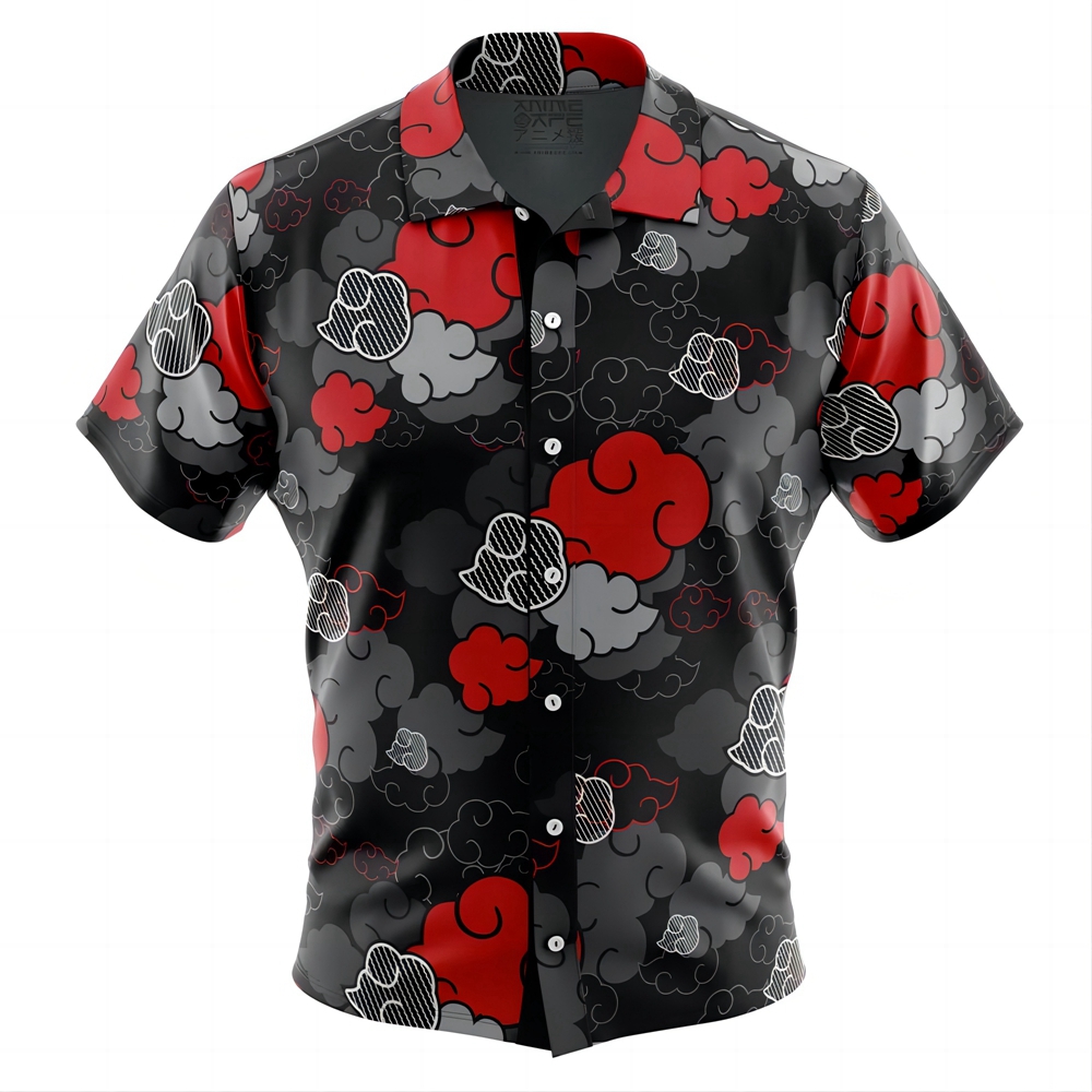 Black Aloha Akatsuki Naruto Button Up Hawaiian Shirt