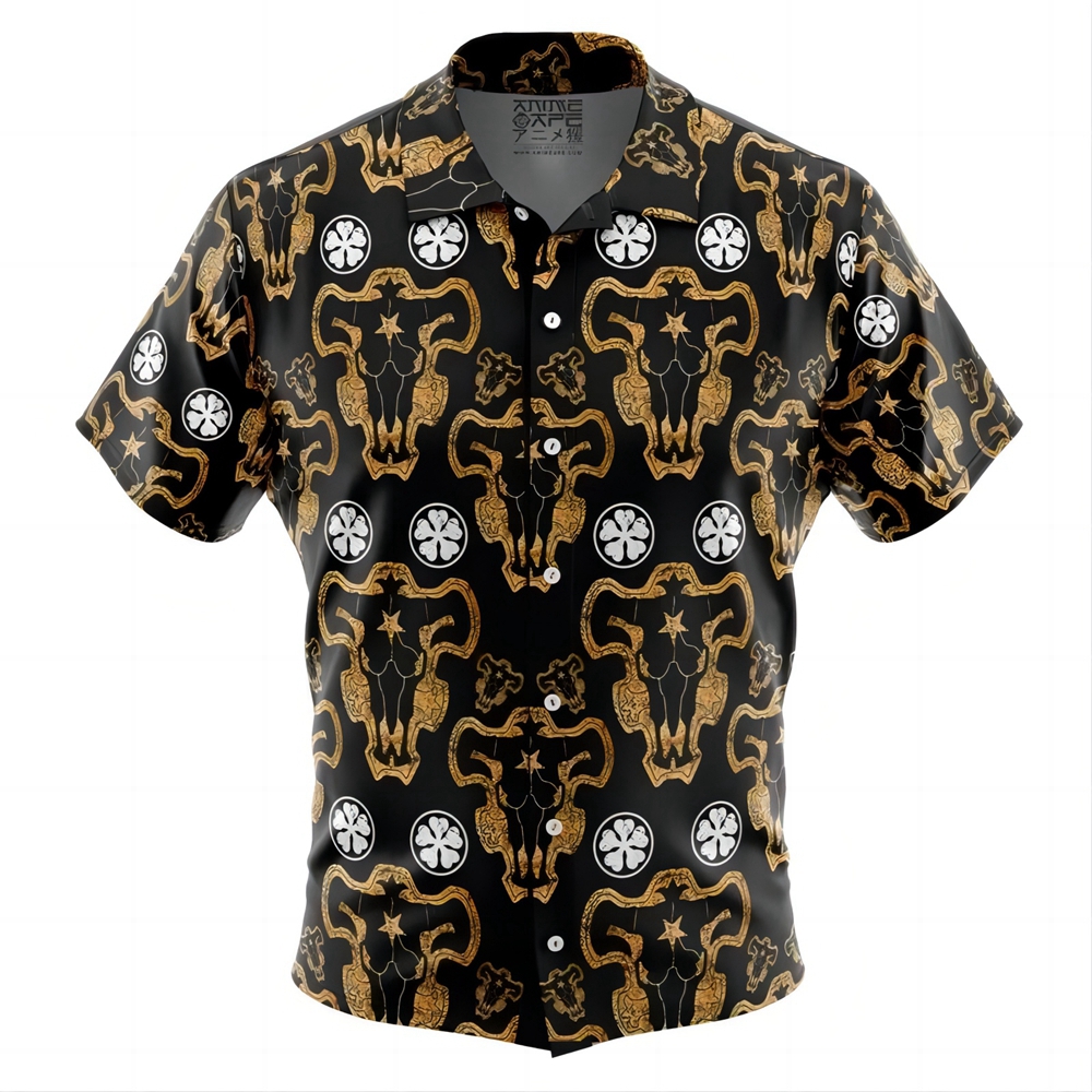 Black Bulls Black Clover Button Up Hawaiian Shirt