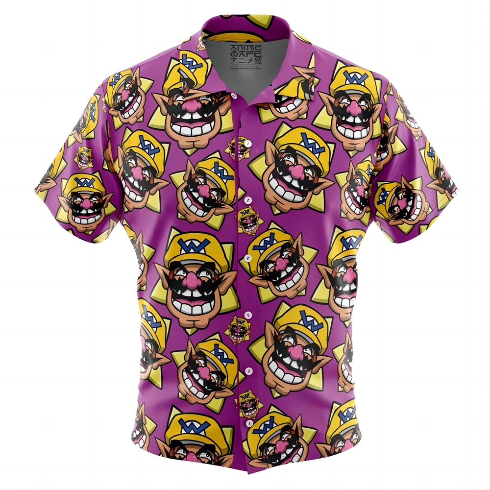 Wario Super Mario Button Up Hawaiian Shirt