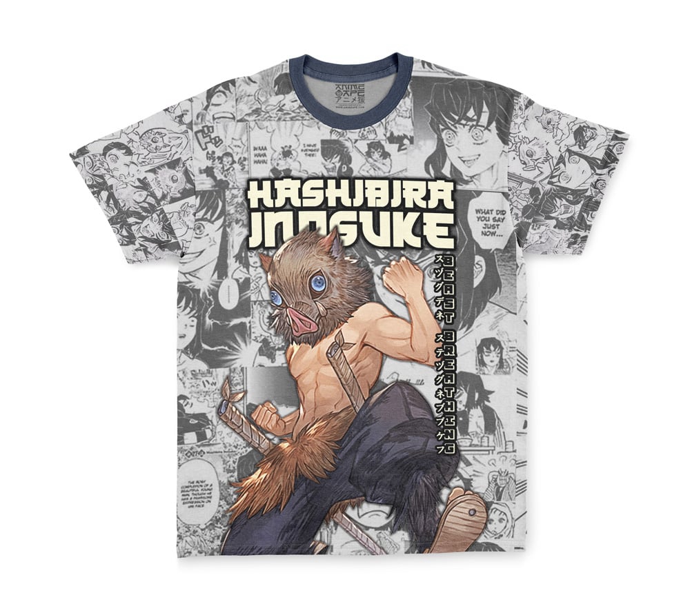 Hashibira Inosuke Manga Collage Demon Slayer Streetwear T-Shirt