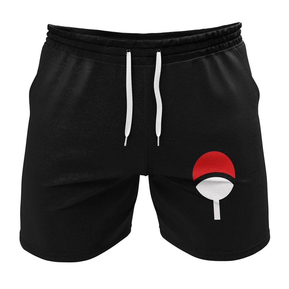 Uchiha Symbol Black Naruto Gym Shorts