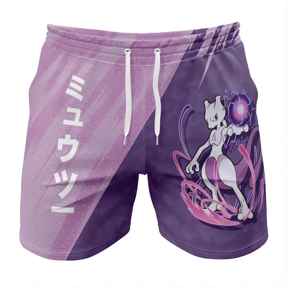 Mewtwo Attack Pokemon Gym Shorts