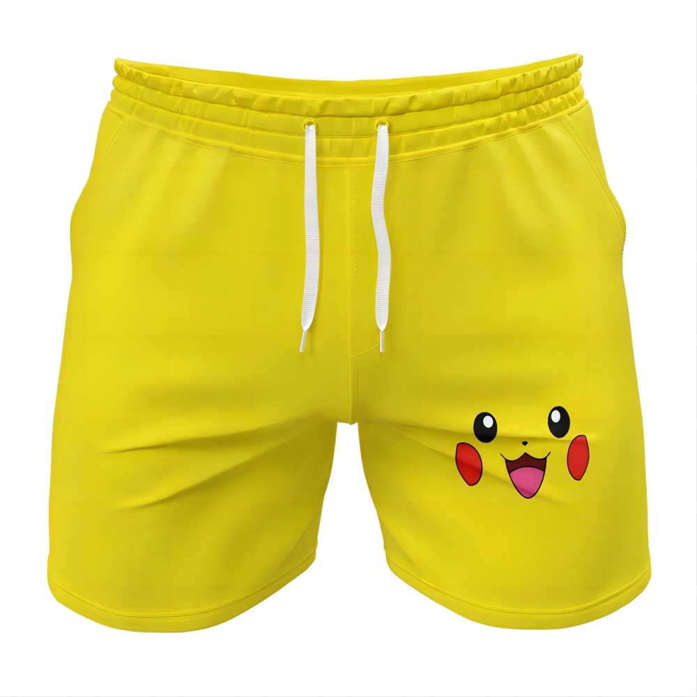 Pikachu Face Pokemon Gym Shorts