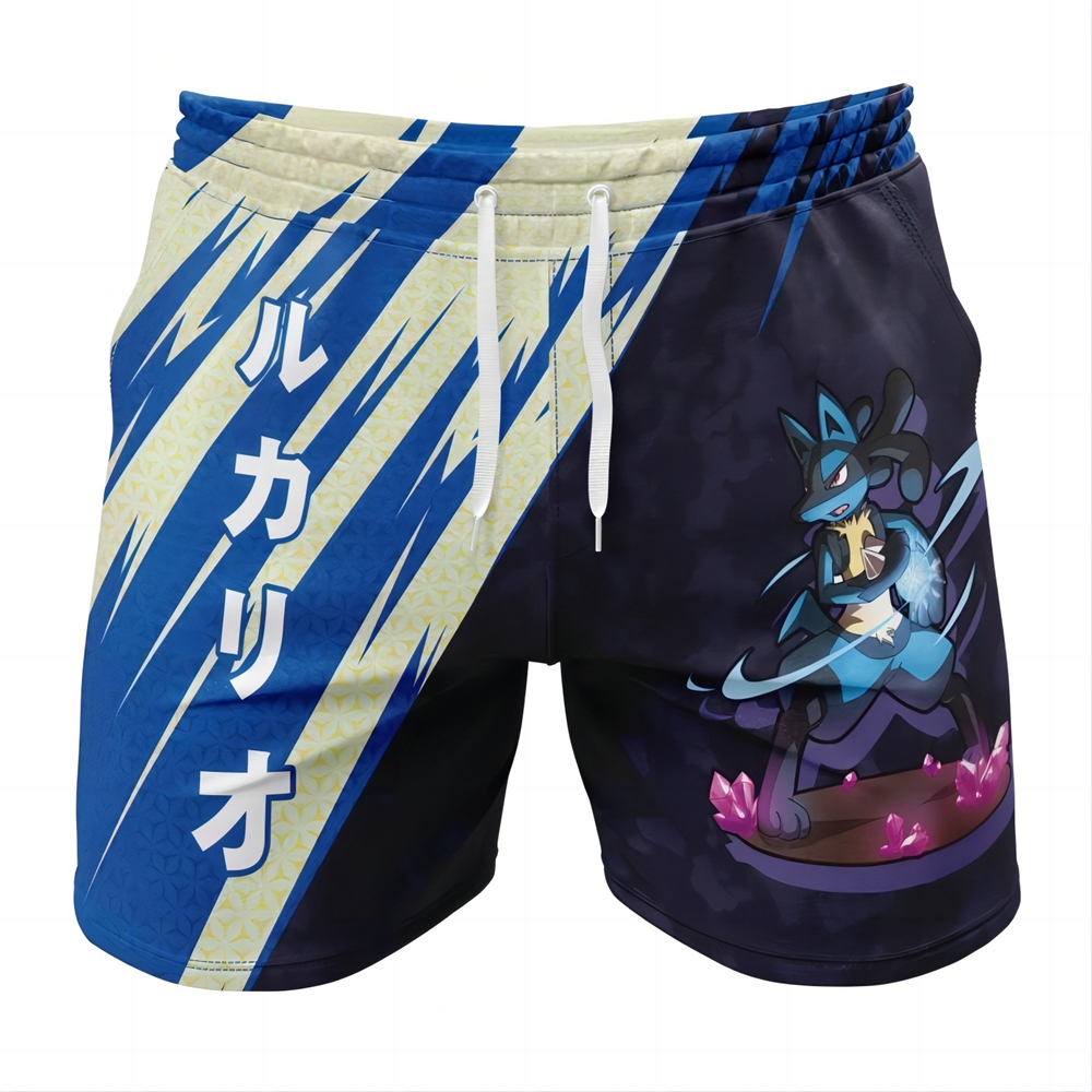 Lucario Attack Pokemon Gym Shorts